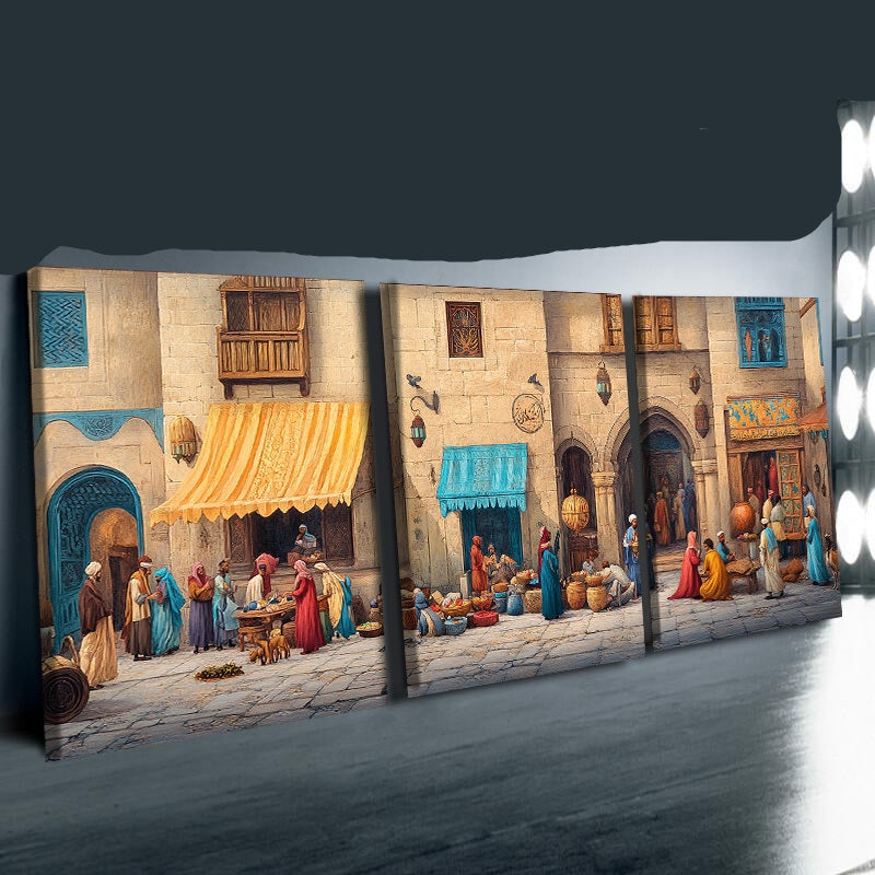 Arab City Streets Scenes Luxurious Canvas Wall Art