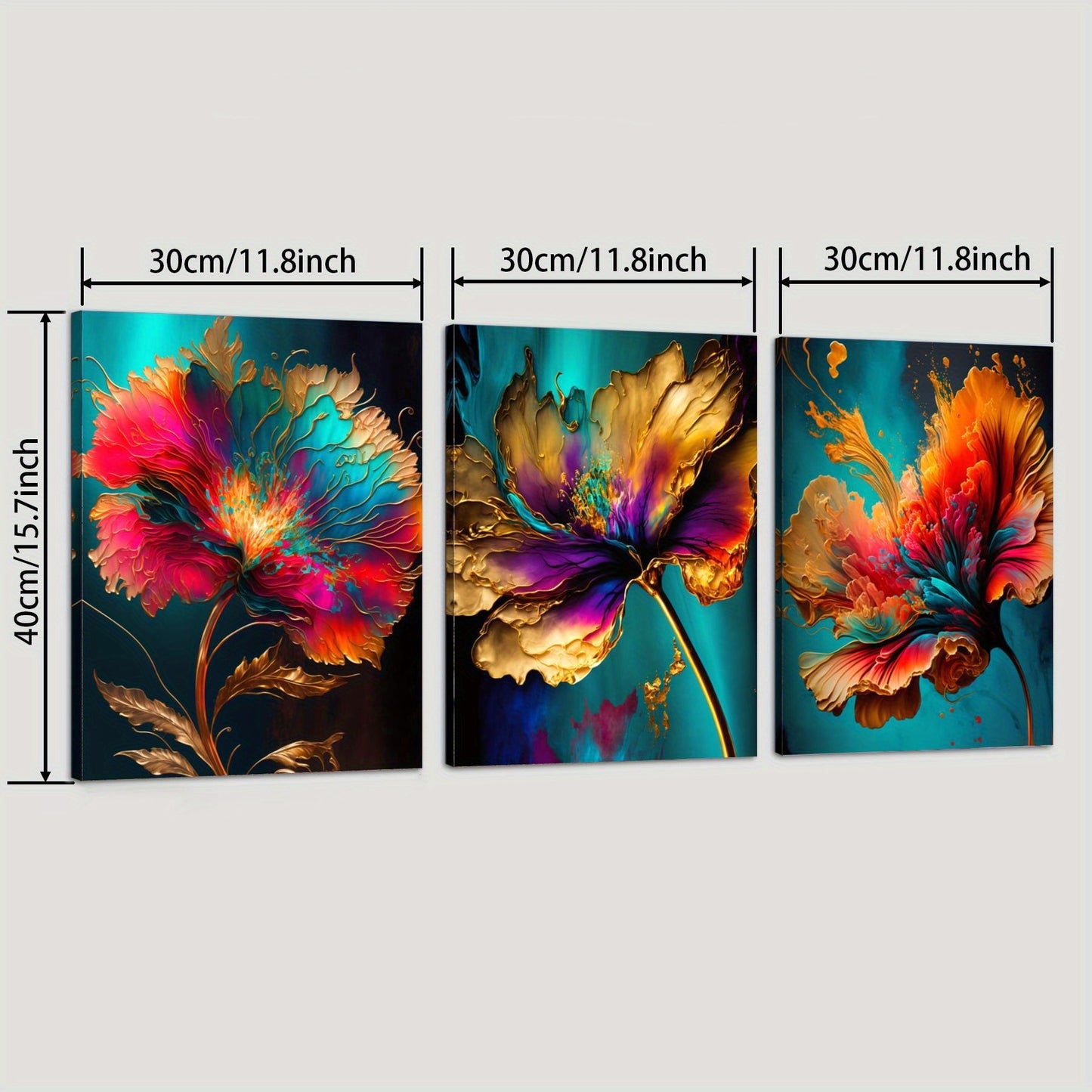 Luxury Floral Canvas Art Modern Wall Decor Set
