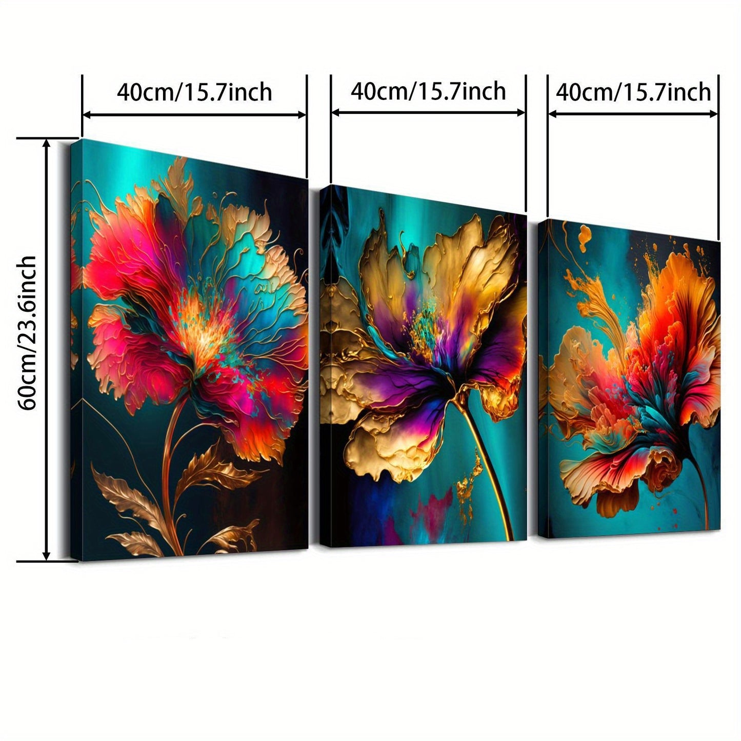 Luxury Floral Canvas Art Modern Wall Decor Set