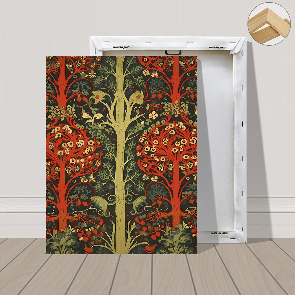 Rustic Orange Forest Canvas Art Boho Farmhouse Decor