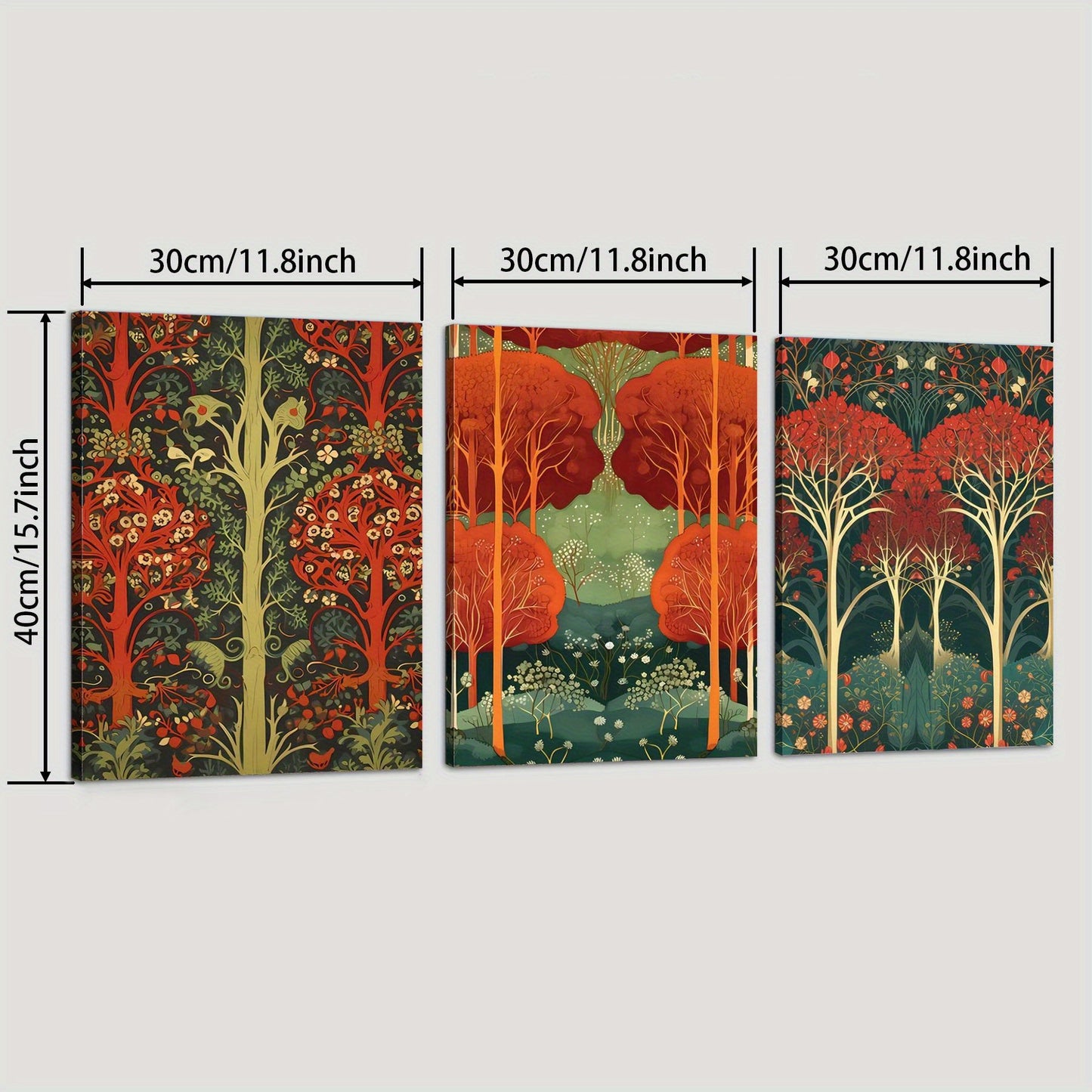 Rustic Orange Forest Canvas Art Boho Farmhouse Decor