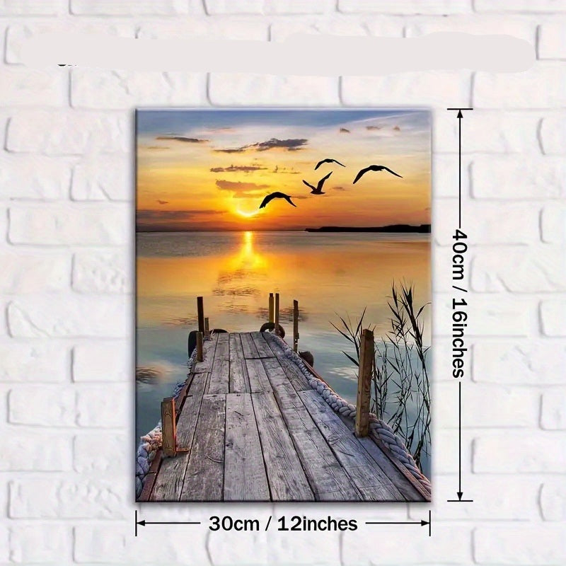 Sunset Bridge Canvas Art Coastal Beauty Modern Style