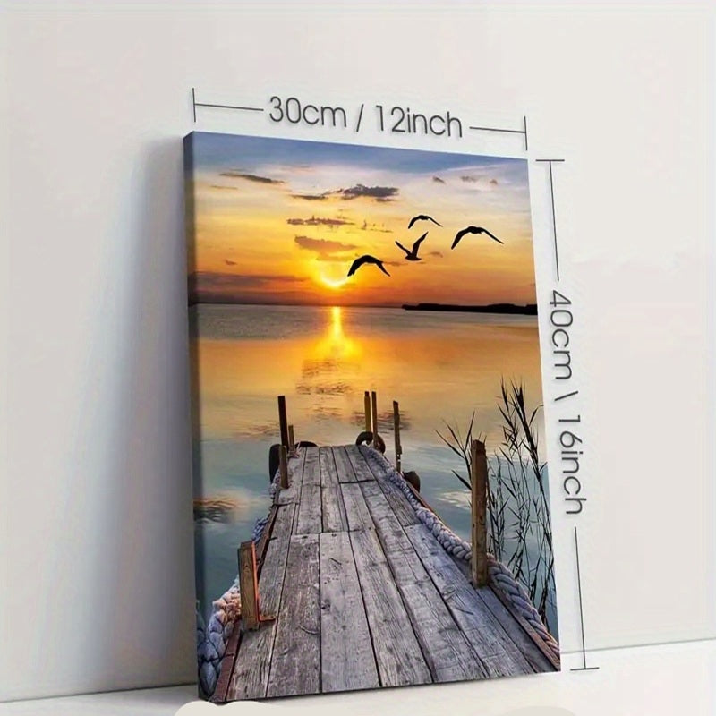 Sunset Bridge Canvas Art Coastal Beauty Modern Style
