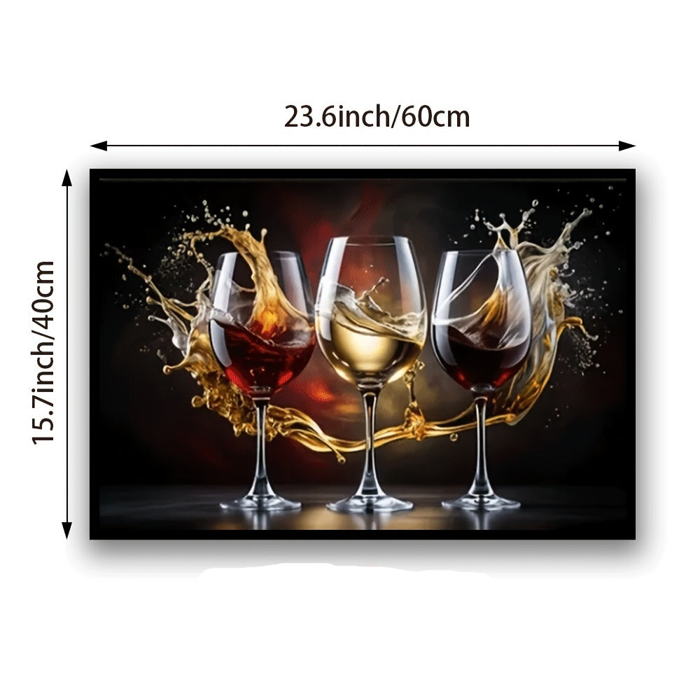 Framed Modern Wine Glass Canvas Art Print Perfect Decor