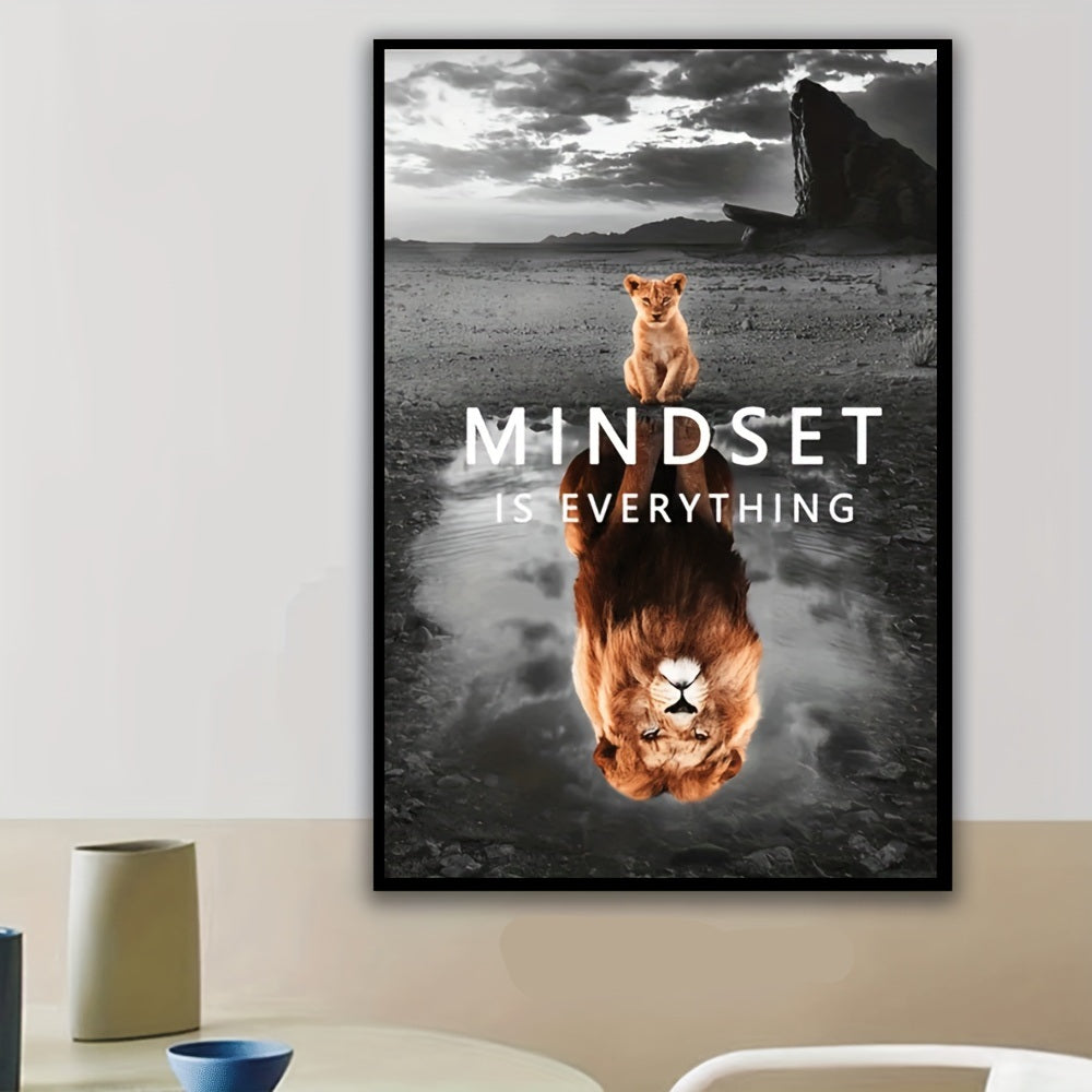 Lion Reflection Mindset is Everything Canvas Art