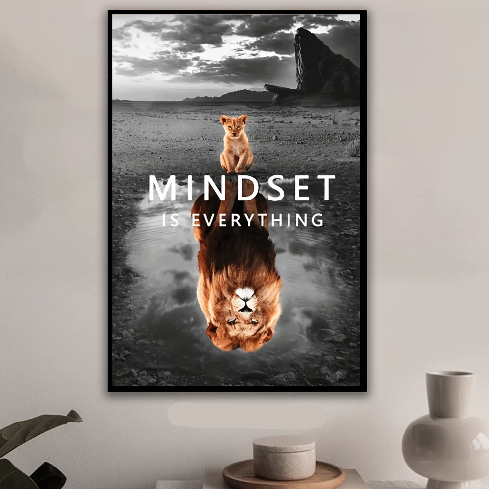 Lion Reflection Mindset is Everything Canvas Art