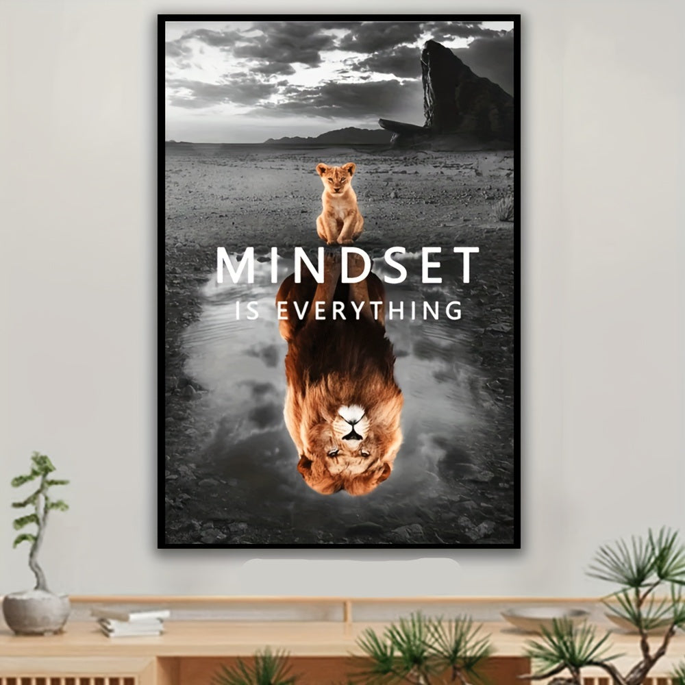 Lion Reflection Mindset is Everything Canvas Art