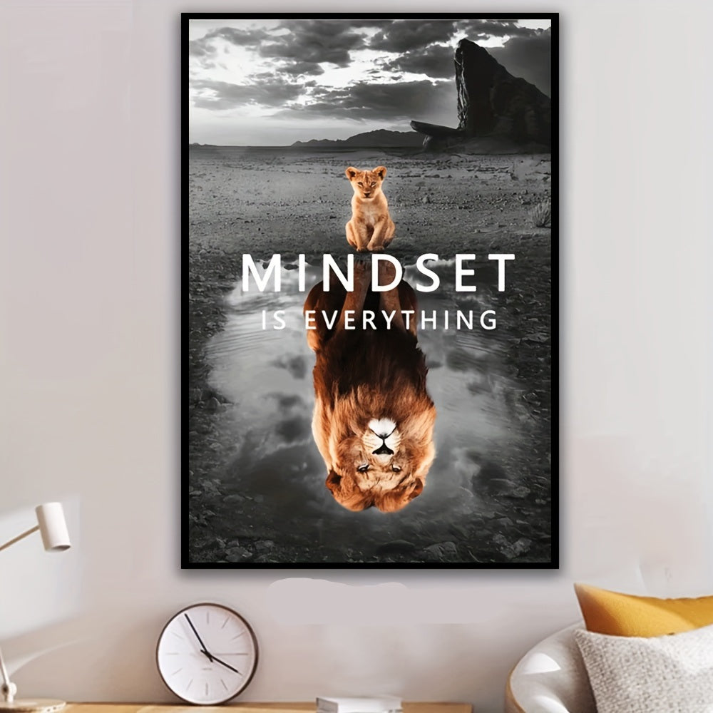 Lion Reflection Mindset is Everything Canvas Art
