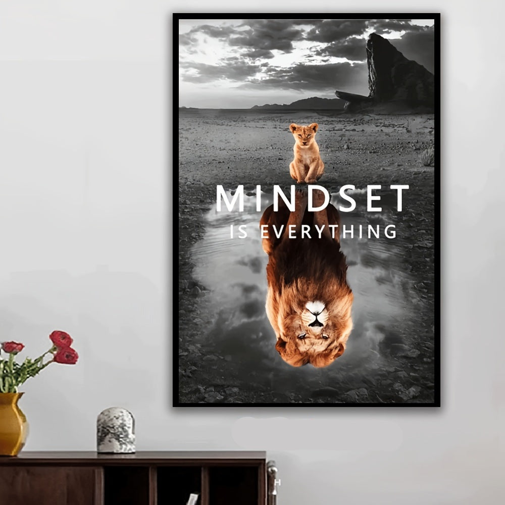 Lion Reflection Mindset is Everything Canvas Art