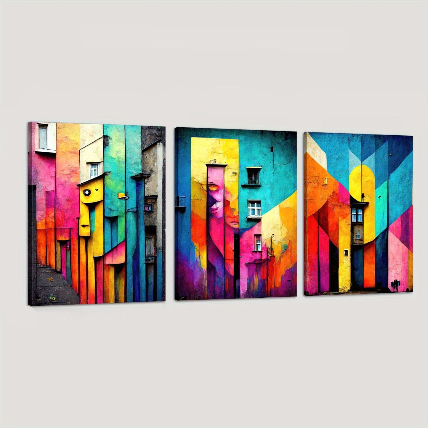 Vibrant Street Scenes Abstract Art Modern Canvas Prints for Any Space