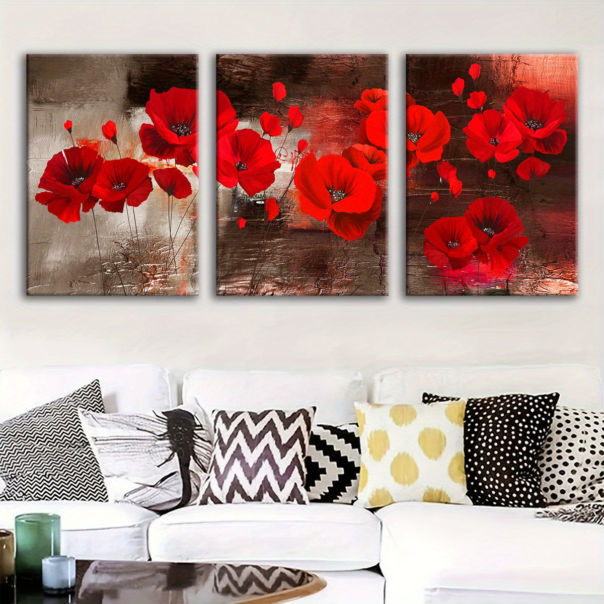Red Floral Canvas Art Modern Vivid Lasting