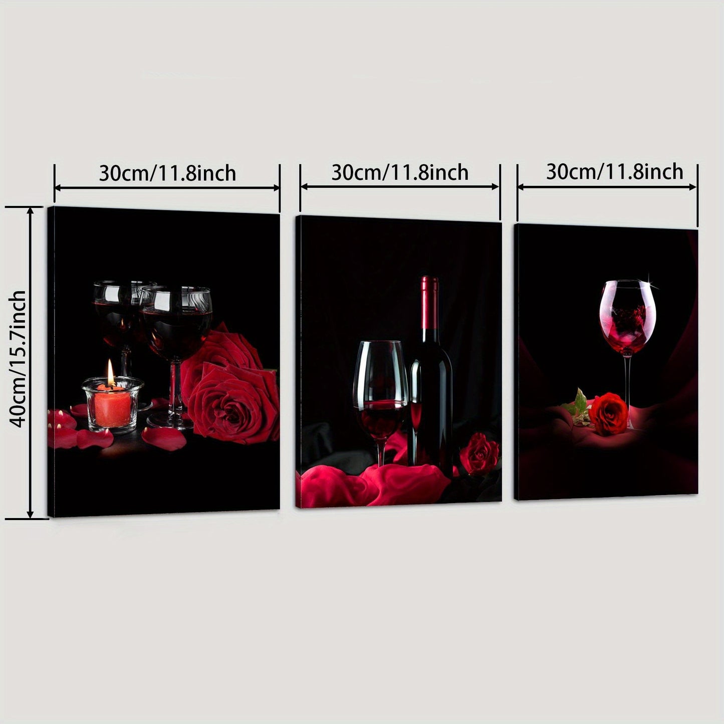 Wine Roses Glass Photographic Canvas Art Elegant Bar Decor