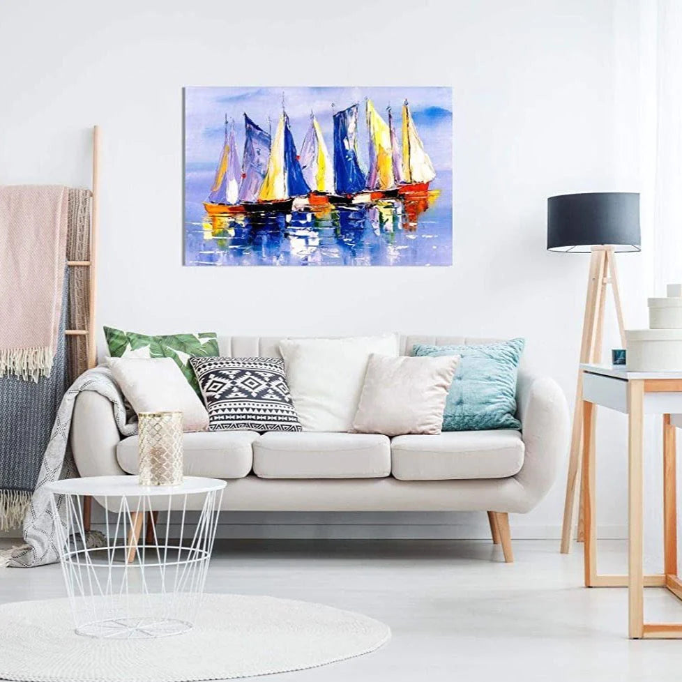 Boats At Sea Canvas Art