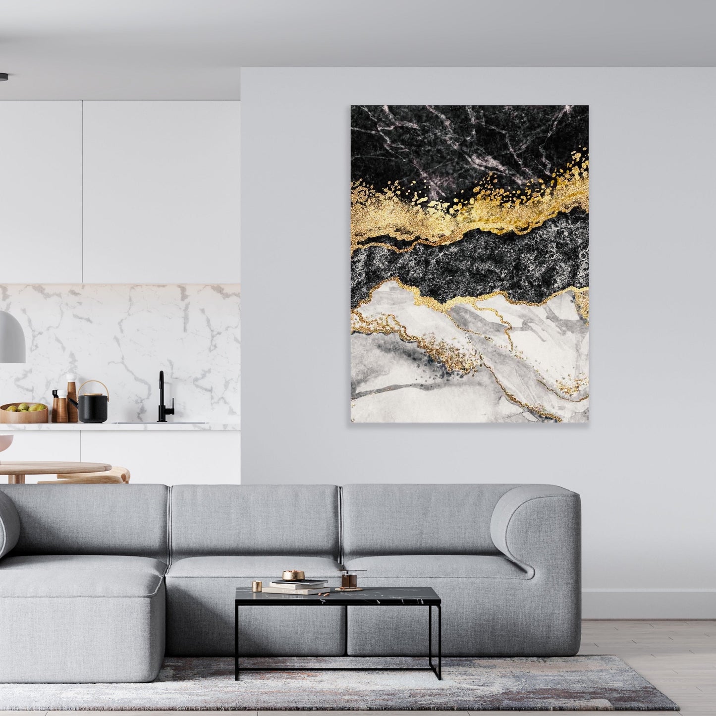 Black & Gold Marble Canvas Art