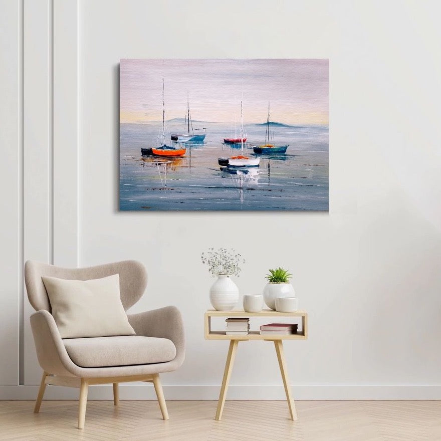 Boats On The Lake Canvas Art