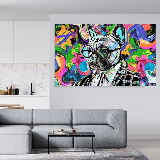 French Bulldog With Eyeglasses Canvas Art