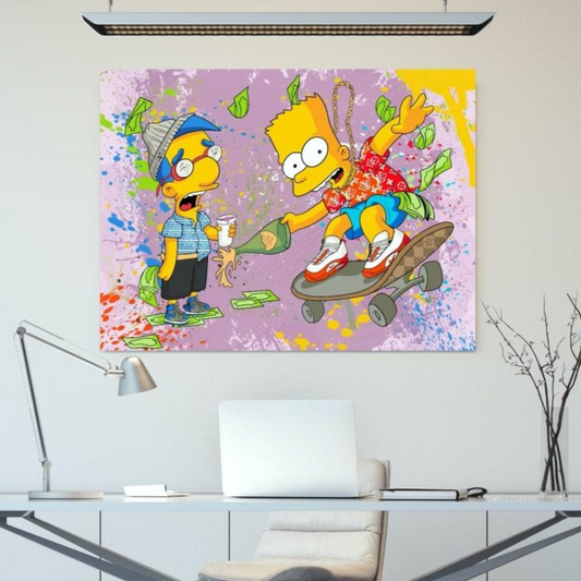 Bart and Milhouse Party Canvas Art