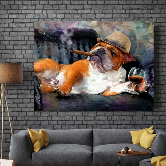 The Smoking Dog Canvas Art