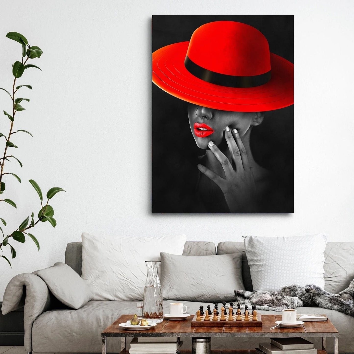 She Wears Rouge Red Hat Canvas Art